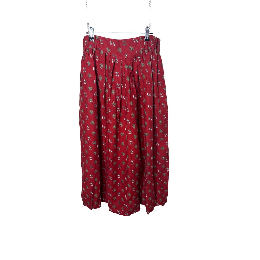 Sorrel International Red Cotton Equestrian Hound Print Midi Skirt Womens 9